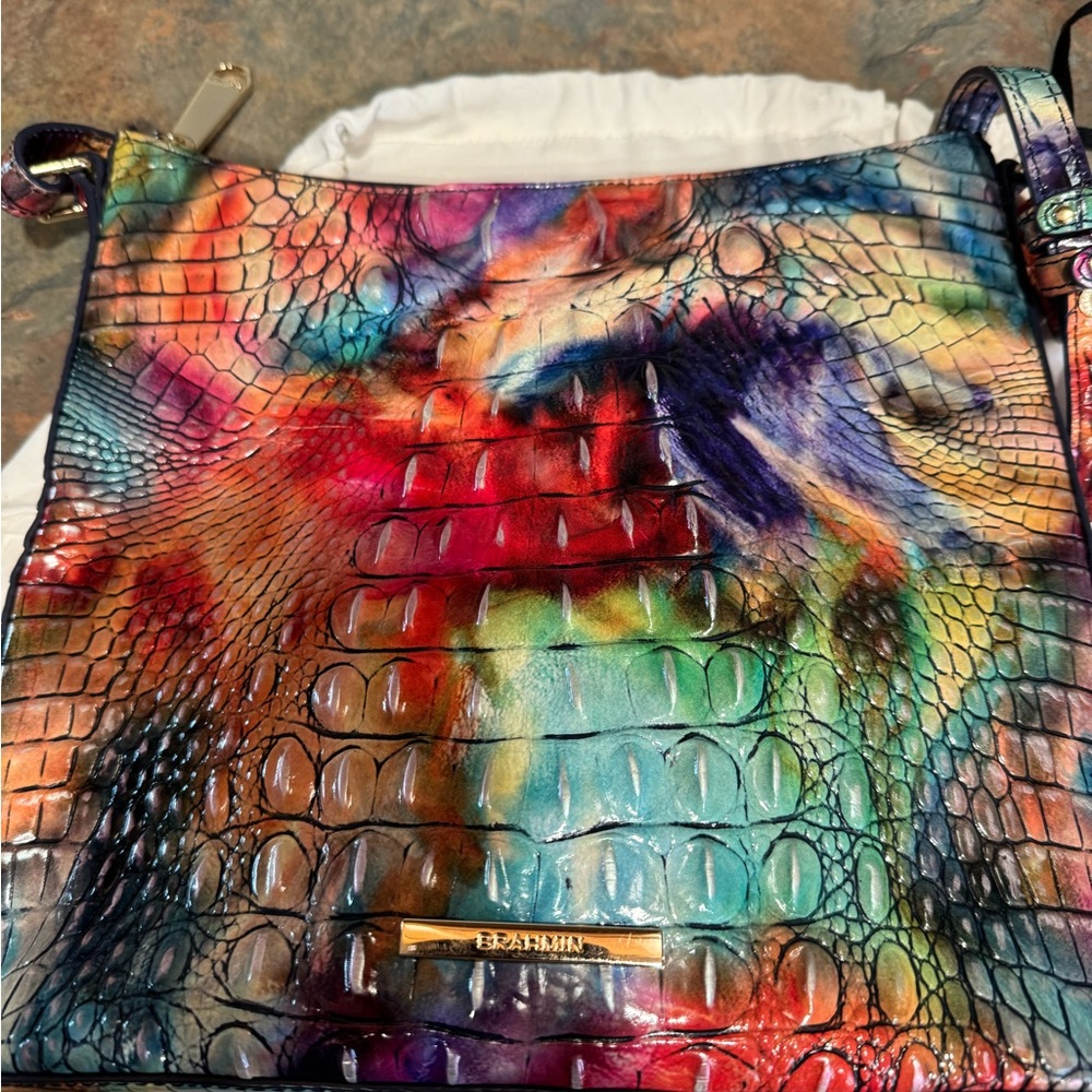 Brahmin Vibrant Multicolor Croc-Embossed Shoulder Bag